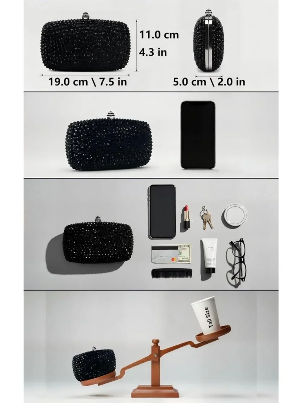 Mini Crystal Clutch Purse for Women - Rhinestone Evening Bag, Wedding Party